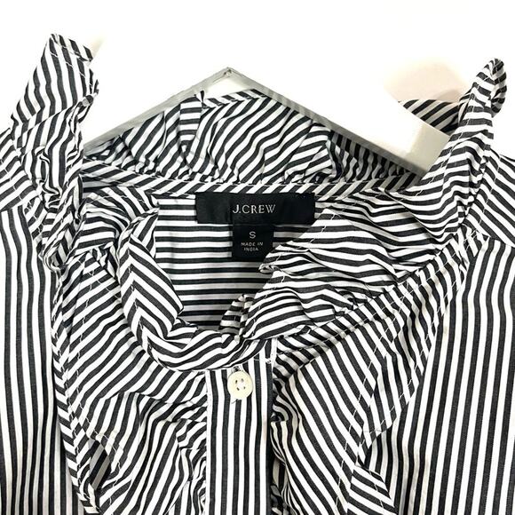 J. Crew Ruffle-Front Classic-Fit Boy Shirt in Stripe - Picture 4 of 12